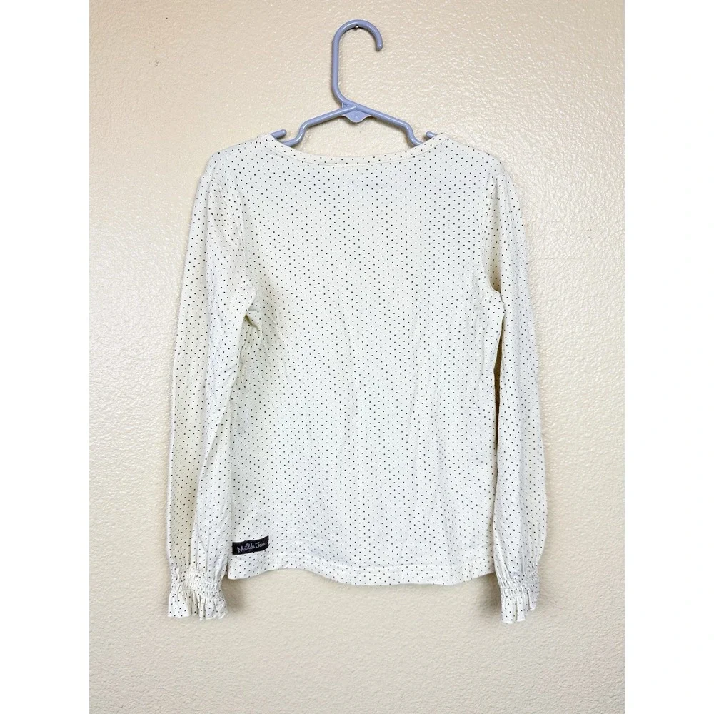 Matilda Jane Girl Long Sleeve Top 8 Cream Polka Dot Ruffle Paint By Numbers PBN